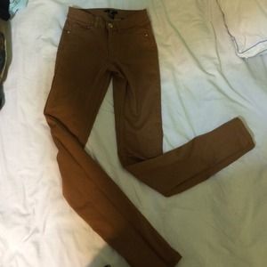 Tan colored skinny jeans