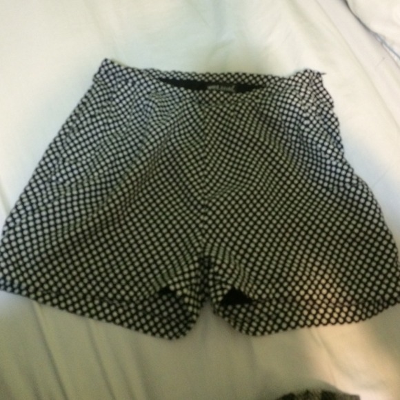 High waisted polka dotted shorts.
