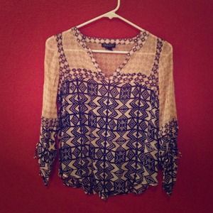 Navy/Cream Bohemian Top !!RESERVED!!! Bundled