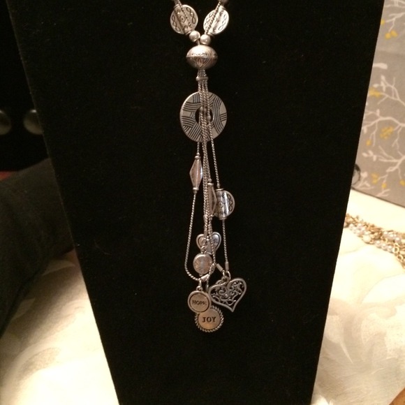 Long silver charm necklace