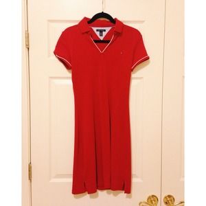 Tommy Hilfiger Red Knit Polo Dress