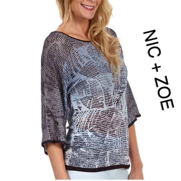 NIC+ZOE Tops - NIC + ZOE Sand & Sea Tropical Ombré Print Top NWOT