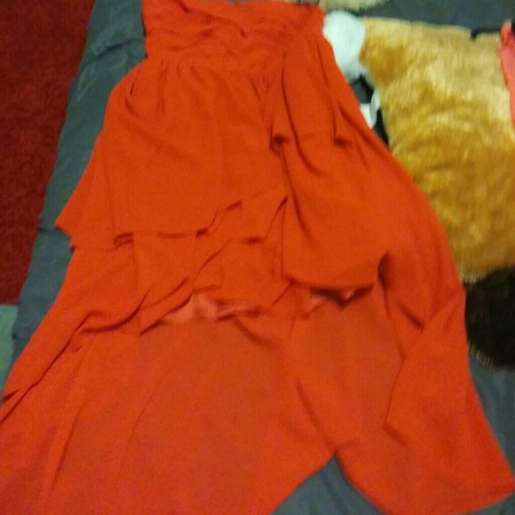 Strapless red dress