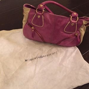Italian Leather Gandolfi Magenta Shoulder Bag