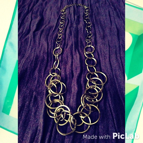 Cascade of circles silver necklace.
