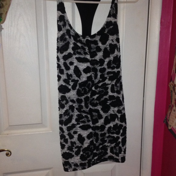 Form fitting gray leopard dress