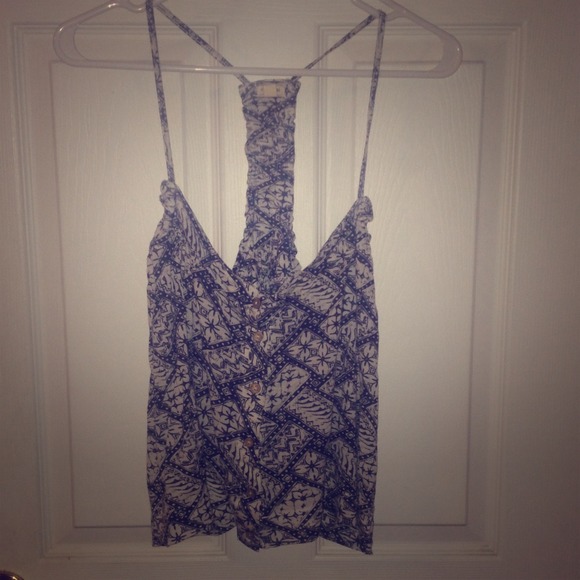 Slouchy navy blue and white summer top