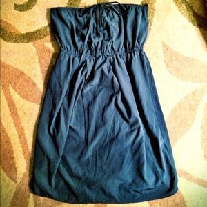 Blue strapless dress