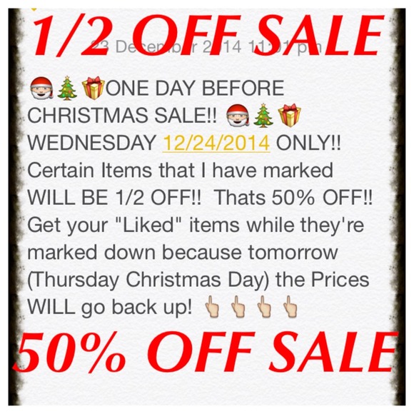 💢ALL ITEMS MARKED WILL BE 1/2 OFF "TODAY"💢🎅🎁🎄