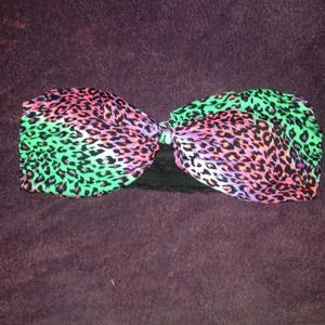 Multicolored Kirra bandeau bikini top w/lace back