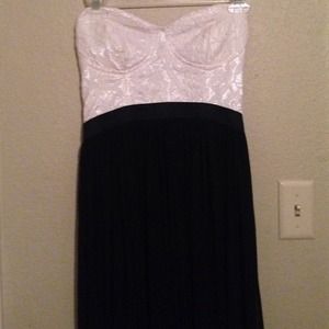 Black and White floor-length formal dress w/lace