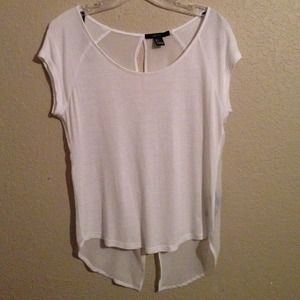 White open back loose fitting shirt w/sheer back
