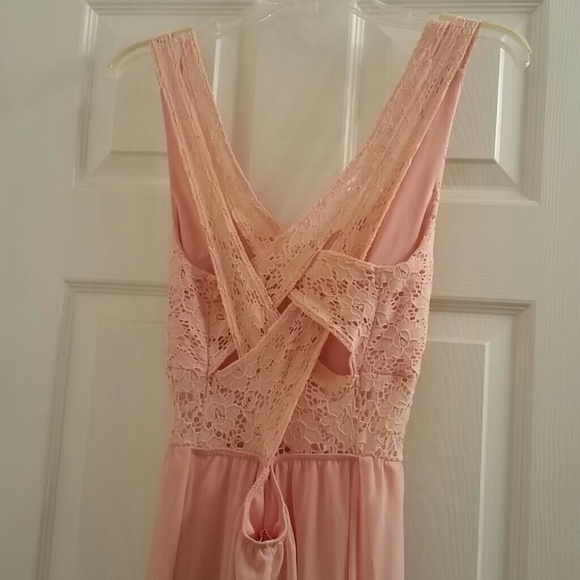 SOLD!!  Peachy Pink High-Low Lace Dress - Picture 3 of 4