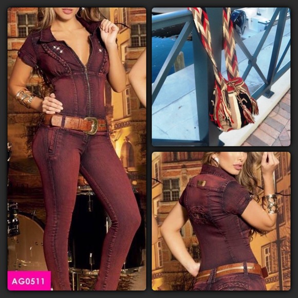 Burgundy short sleeve levantacola Jumpsuit - Picture 1 of 4