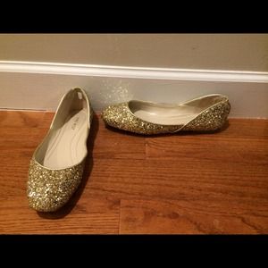Nine West Gold Glittery Flats