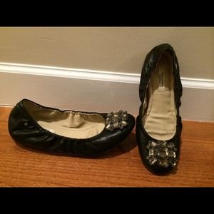 Black jeweled flats