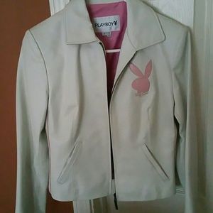white leather playboy Jacket