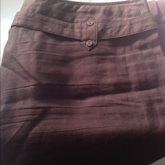 Brown linen wide leg pants with belt - Picture 1 of 3