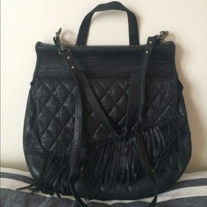 Yigal Azrouel black leather fringe handbag