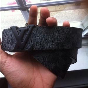 Mens Black Louis Vuitton Damnier Belt