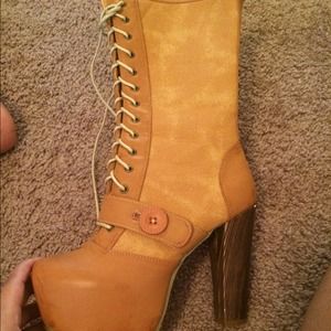 Tan mid calf boot