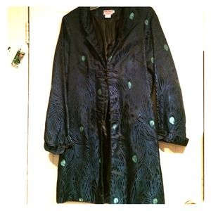 100% silk Chinese jacket, peacock feather design