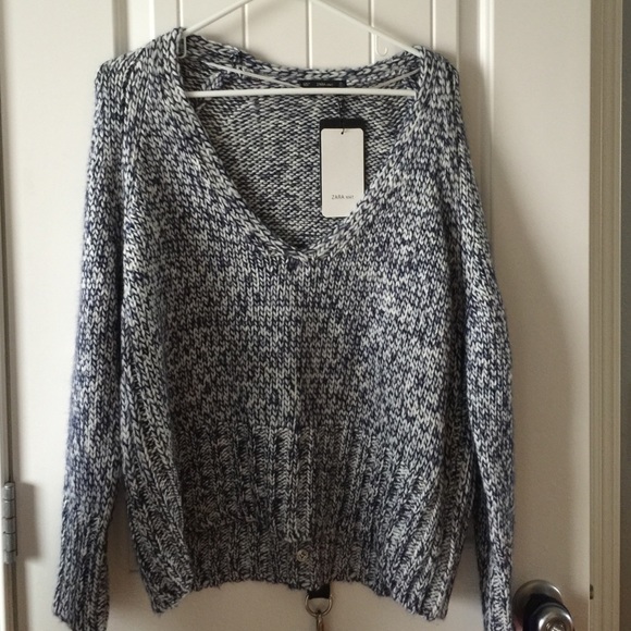 HP 1/16/16 Zara Chunky Knit Sweater Navy/white - Picture 2 of 4