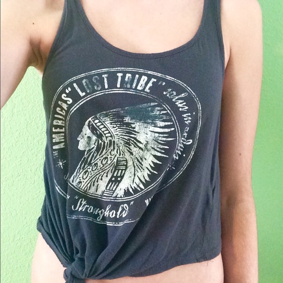 Tank top, ties at bottom, Indian logo