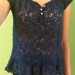Baby doll navy blue shirt from Aeropostale, size S