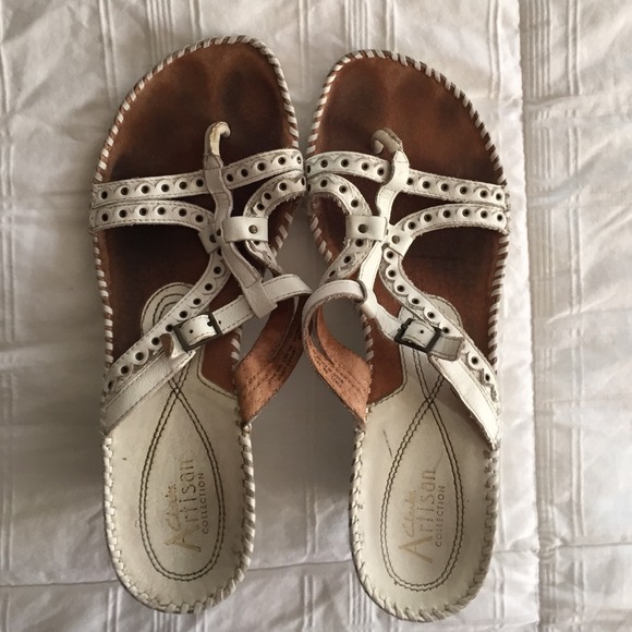 White Wedge Thong Sandals