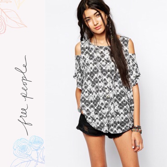 black white cold shoulder top
