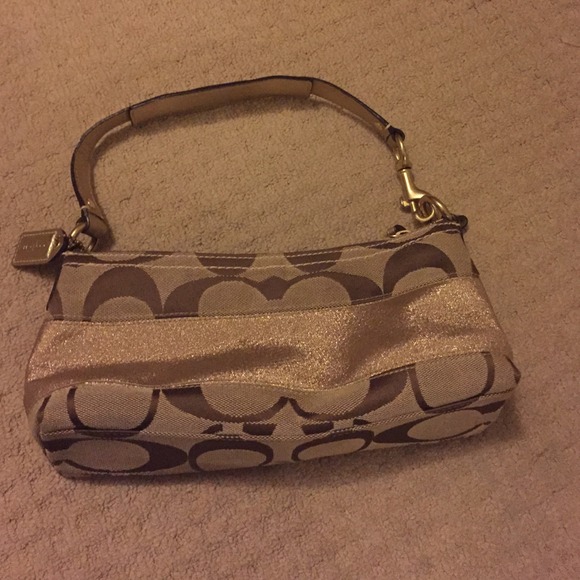 Gold and tan coach bag