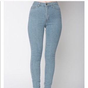 AA light denim pencil jeans