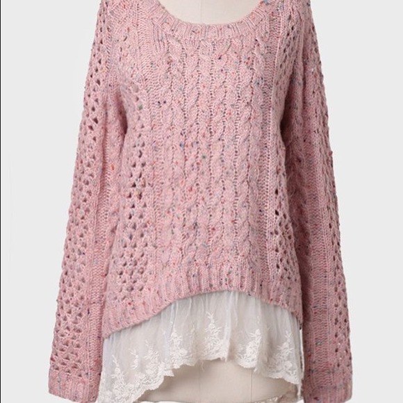 Cute sweater tunic with lace ruffle
