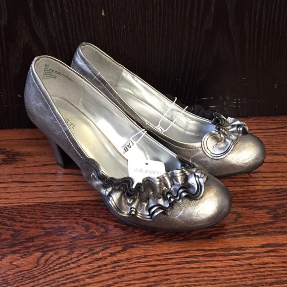 Metallic heels.