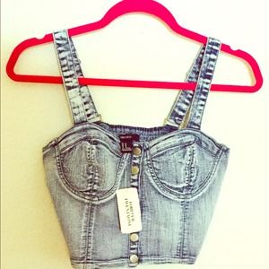 Denim Forever 21 crop top, never worn with tag
