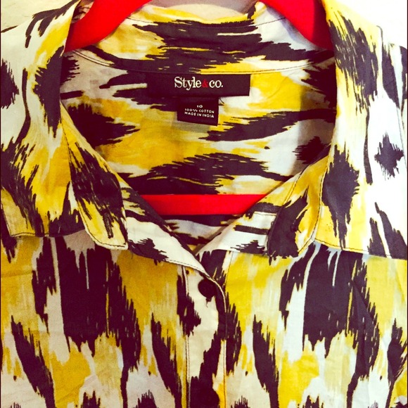 Yellow,white & black button down
