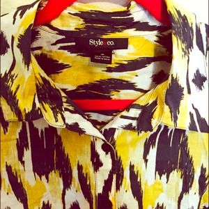 Yellow,white & black button down