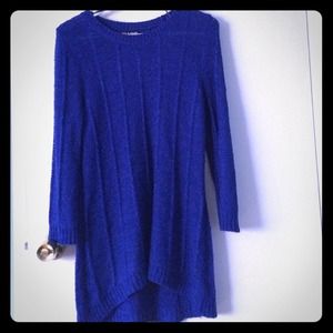 Vibrant Blue Cable & Gauge sweater