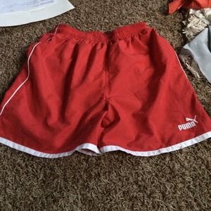 Red and white puma shorts!