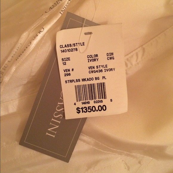 Oleg Cassini strapless wedding dress. Never worn - Picture 4 of 4