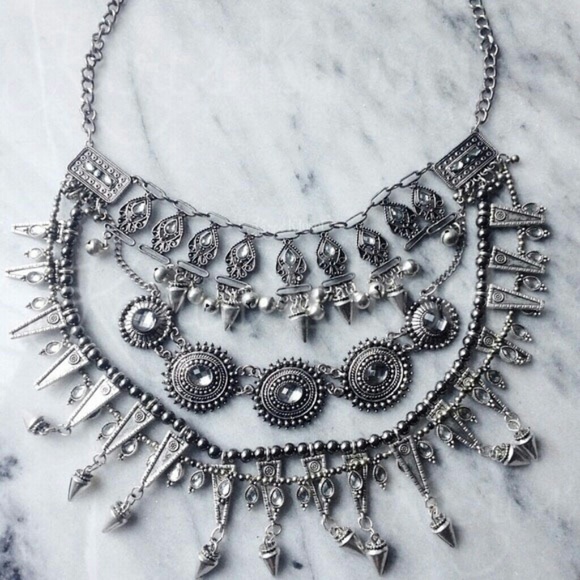 Jewelry | Rebel Layer Silver Statement Necklace - Picture 2 of 3