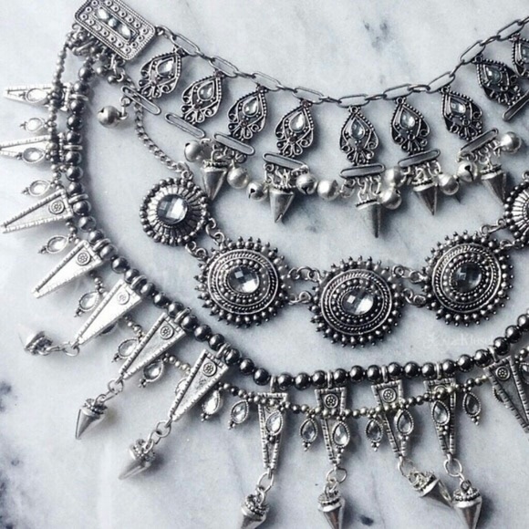 Jewelry | Rebel Layer Silver Statement Necklace - Picture 3 of 3