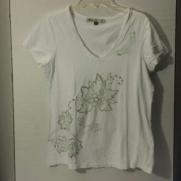 Haley K White Flower V-Neck
