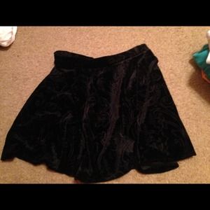 Black velvet skater skirt