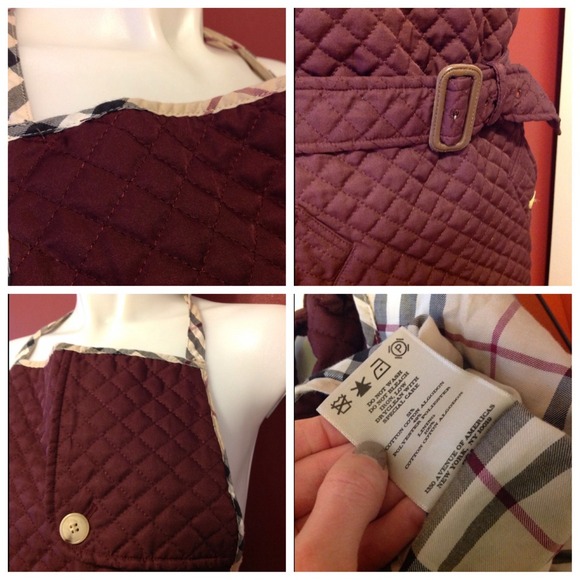 SOLD Burberry Burgundy Nova Check Apron - Picture 4 of 4
