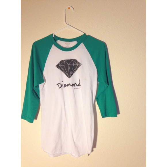 Green & white - Diamond Supply Co. - baseball tee