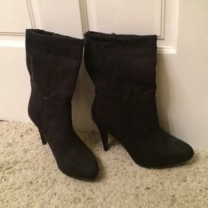 Black suede Express stiletto boots ~ size 6
