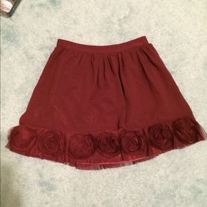 Maroon Rosette Skirt