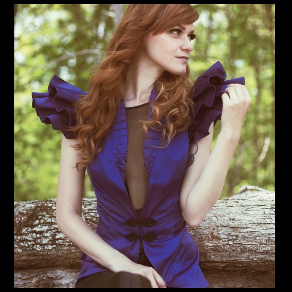 Laura Galic Couture Custom Made Jacket blue XS NEW - Picture 2 of 4